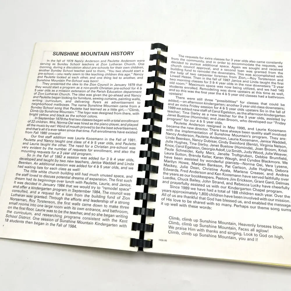 Kent Washington Sunshine Mountain Cookbook Vintage 90s Local Community Recipes